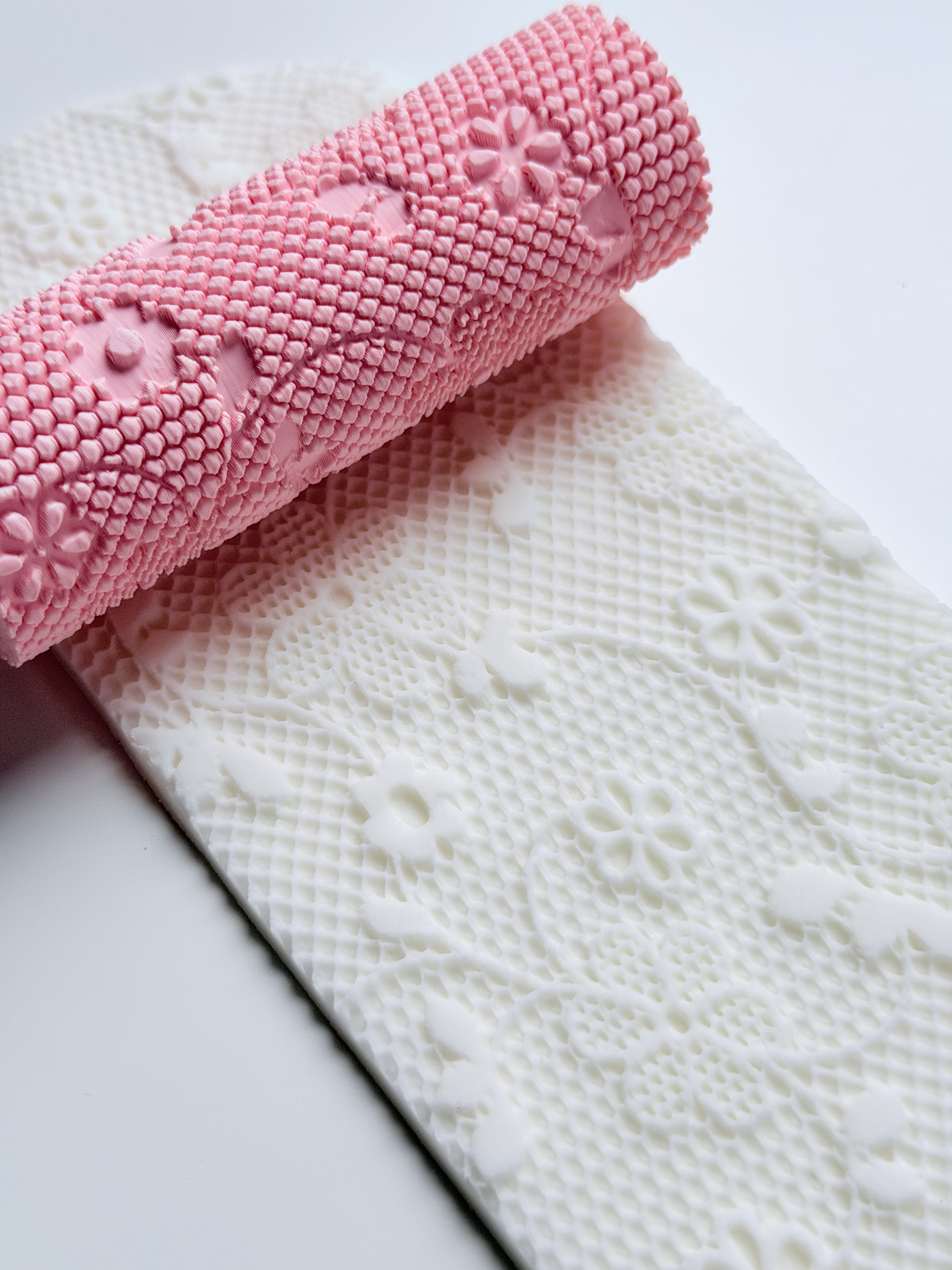 Textured 4" Flower Lace Rolling Pin