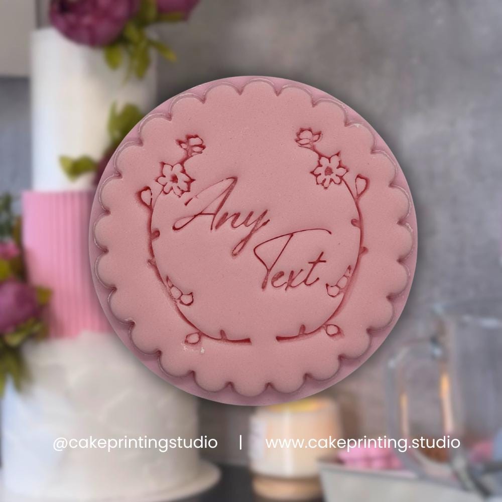 Custom Any Text Cherry Blossom Stamp