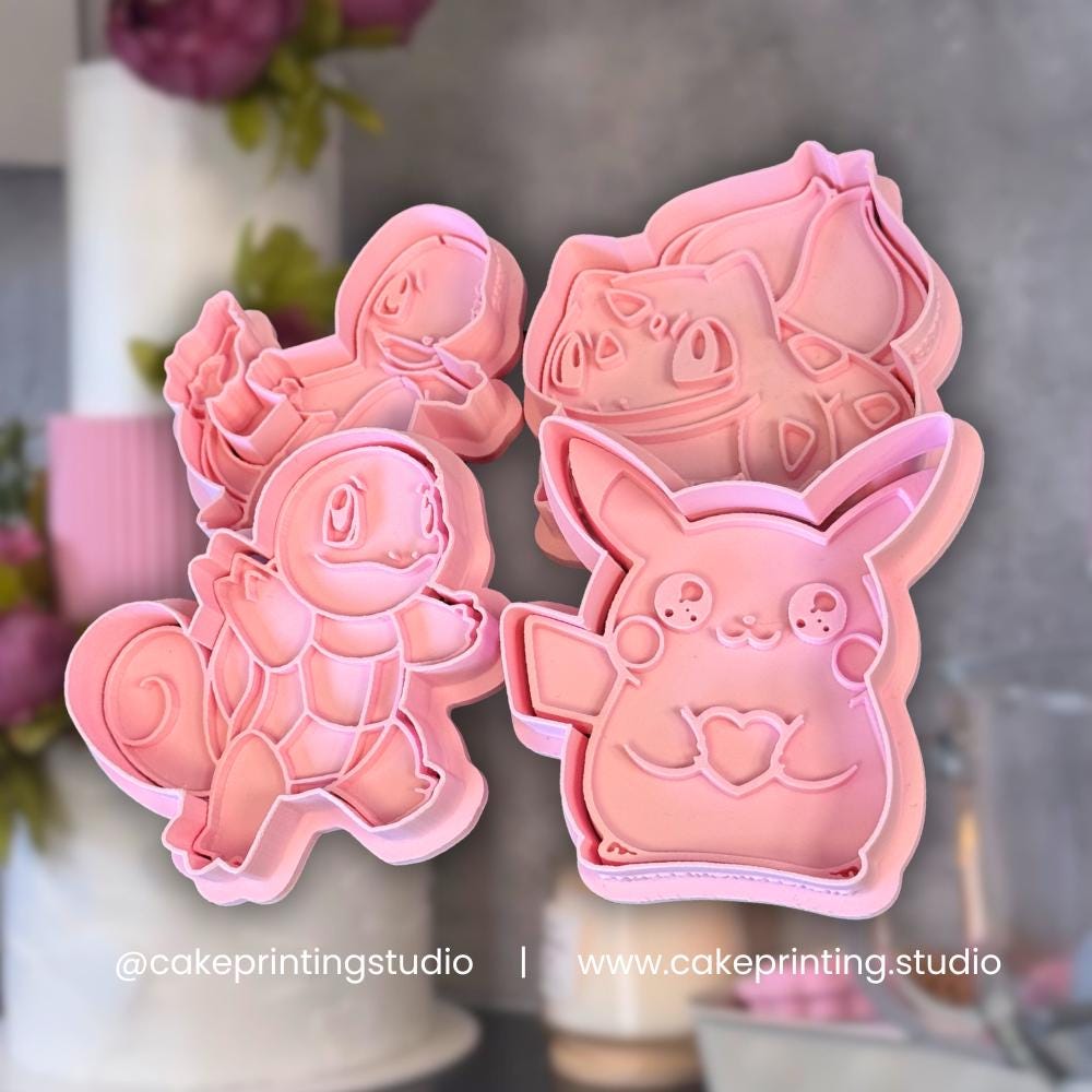 Gen 1 Pokemon Starters Cookie Cutter & Embosser